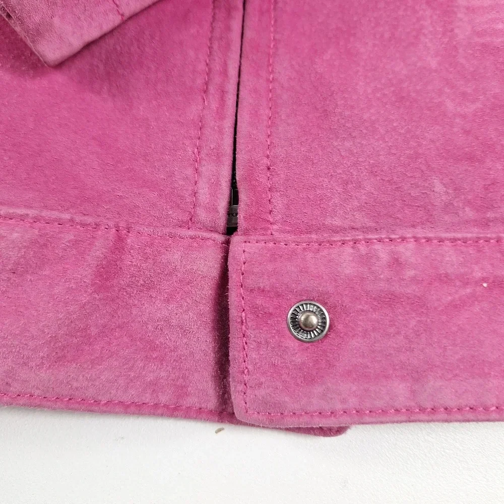 INC International Concepts Suede Pink XL Womens Jacket Silver Colored Zippers - Picture 11 of 16